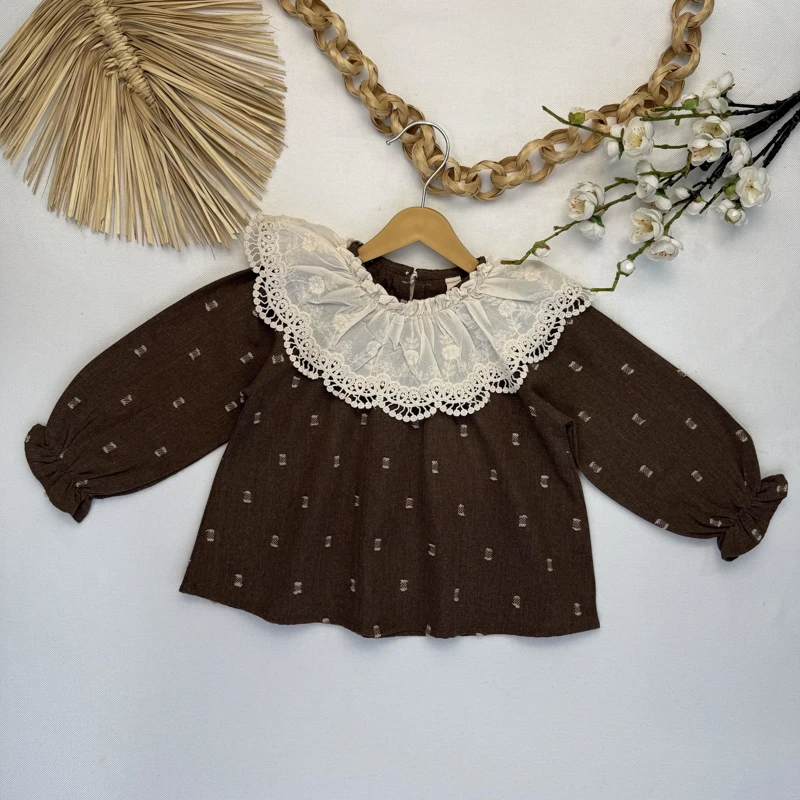 شومیز دخترانه یقه خامه دوزی