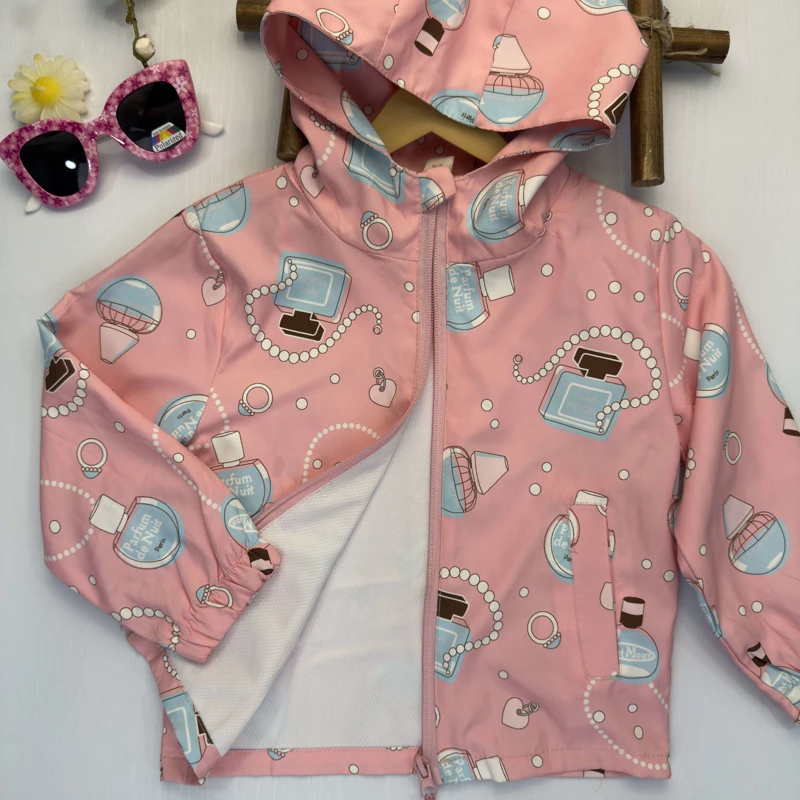 سویشرت کلاه‌دار دخترانه طرح عطر و مروارید