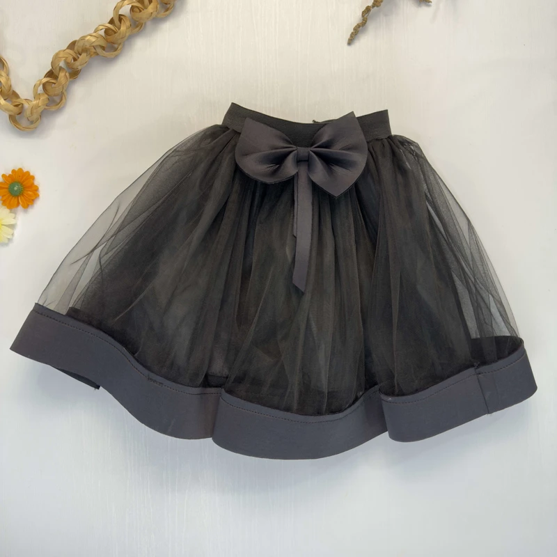 دامن توری مجلسی مشکی دخترانه مدل پاپیون‌دار