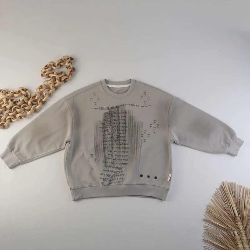 دورس یونیسکس اورسایز (Lash) طرح گرافیک تکست و زاپ‌دار - رنگ طوسی خاکی