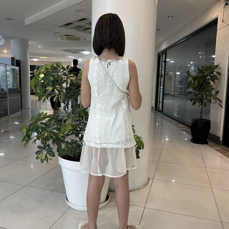 پیراهن حلقه ای یقه کار شده