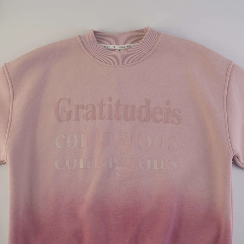 دورس دخترانه طرح Gratitude is Contagious رنگ صورتی آمبره (طیف‌دار)