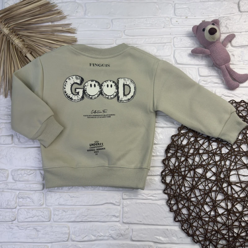 بلوز آستین بلند پسرانه طرح GOOD