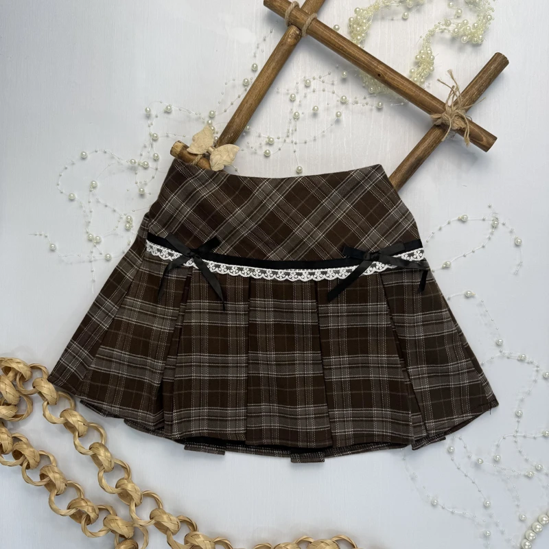 دامن چهارخونه دو پاپیون