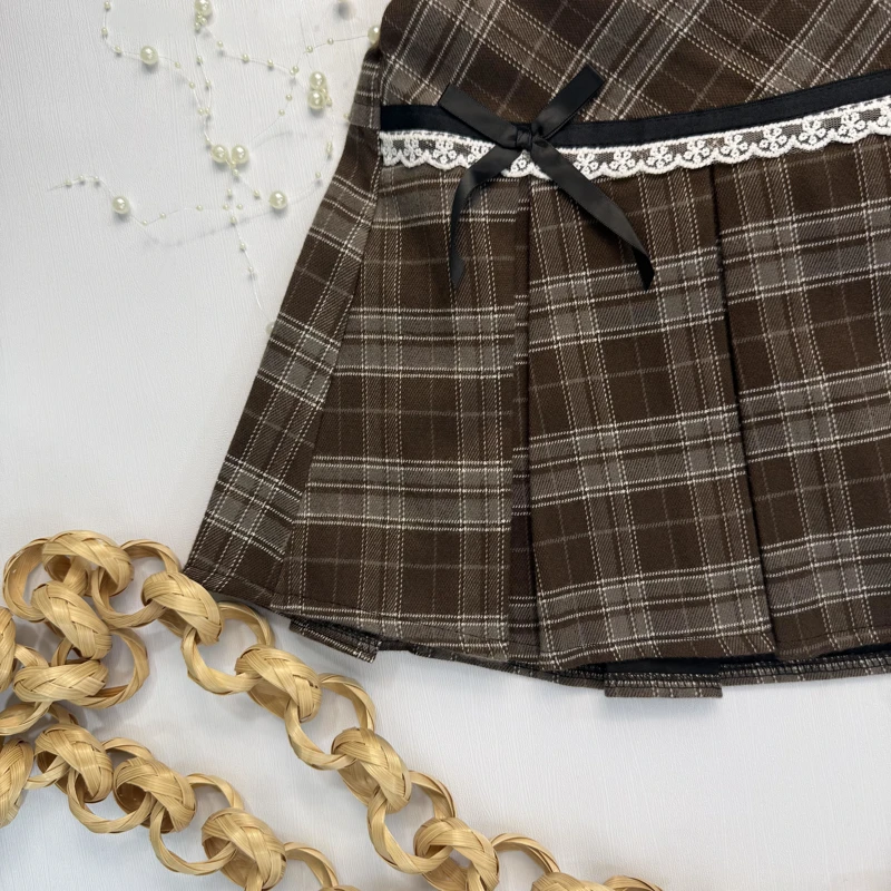 دامن چهارخونه دو پاپیون