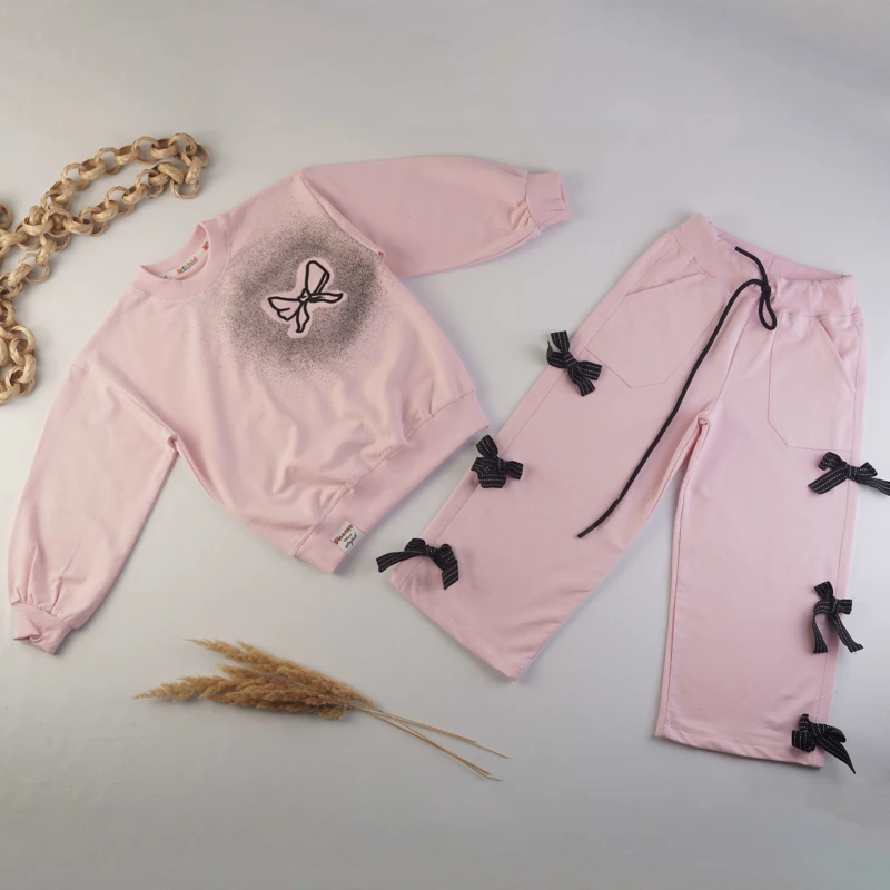 ست دورس و شلوار دخترانه طرح پاپیون فانتزی