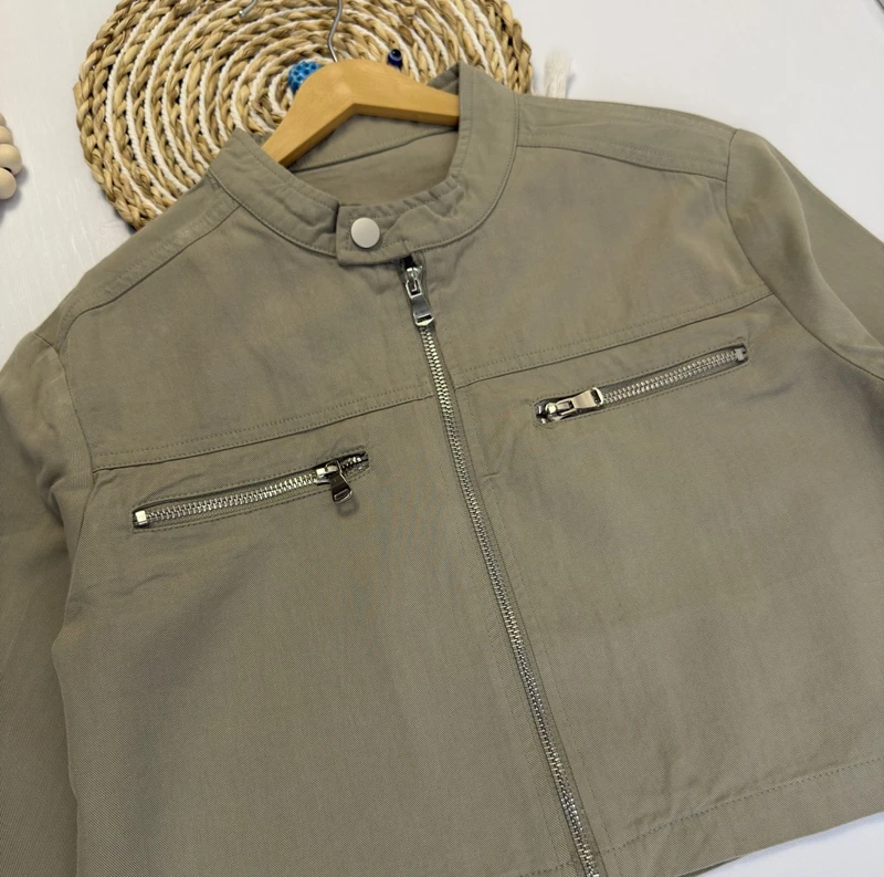 کت کراپ دخترانه کتان