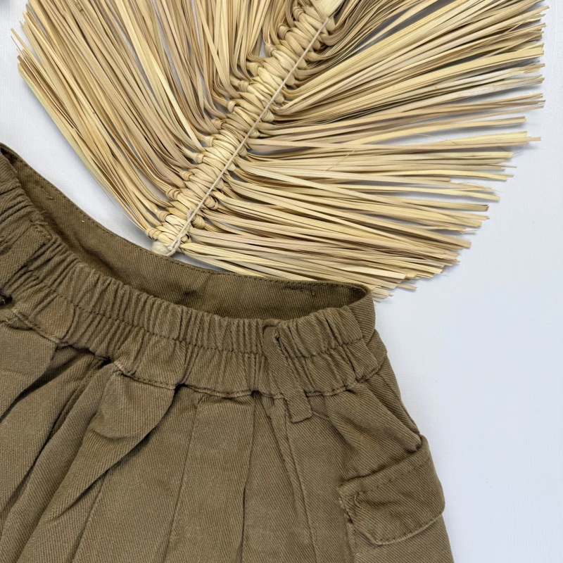 دامن کتان چین دار کارگو