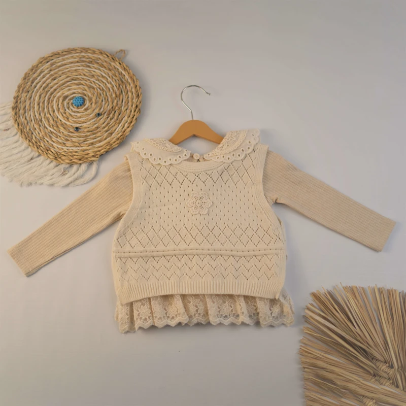 لباس دخترانه گرم ست ژیله بافت زمستانی