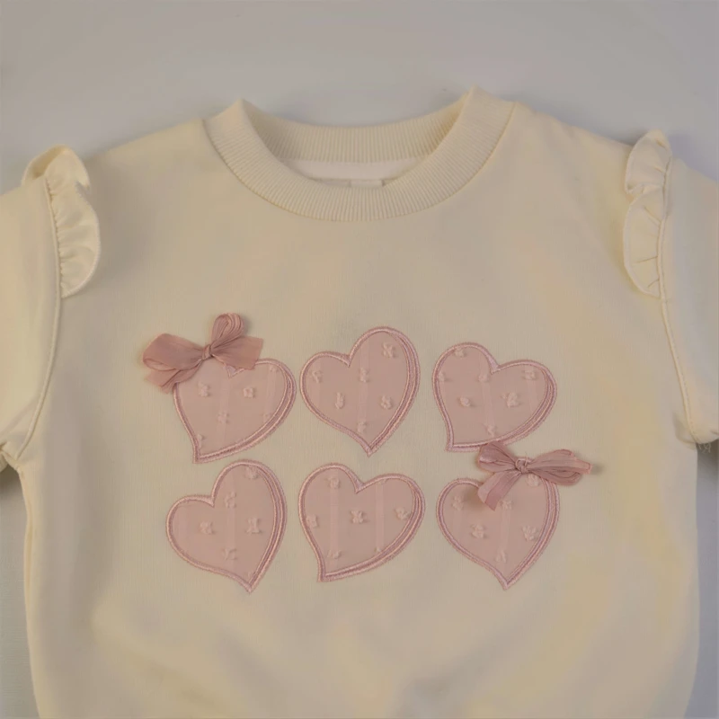 سویشرت دخترانه بچگانه فانتزی با طرح قلب برجسته