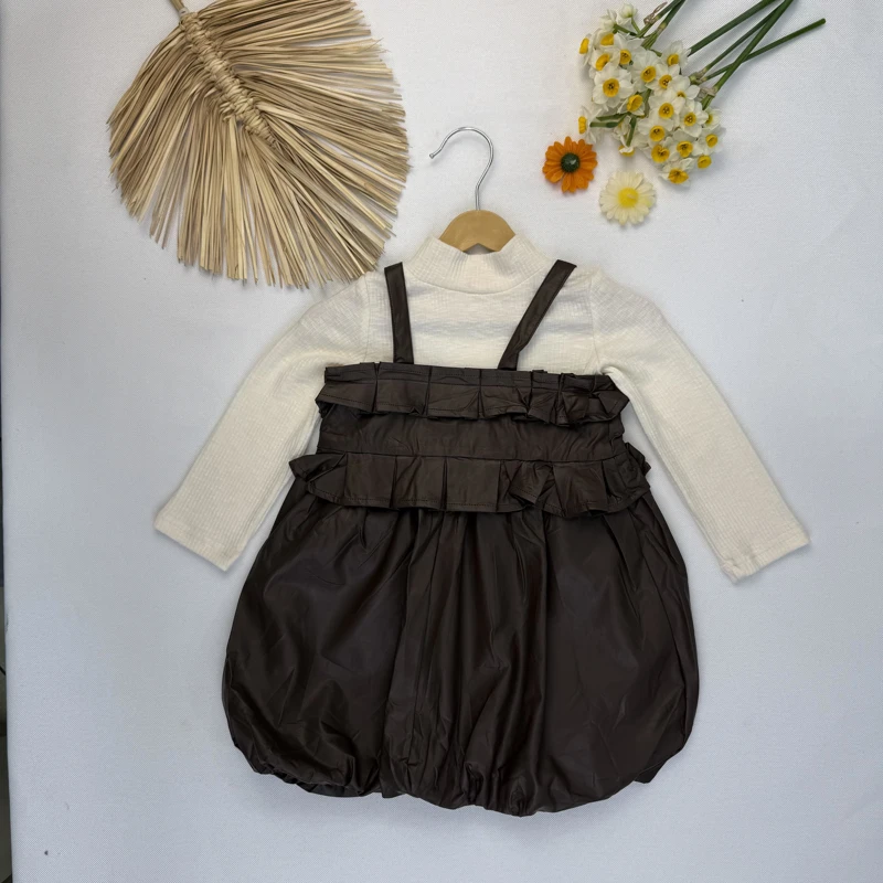 ست بلوز و سارافن قهوه ای