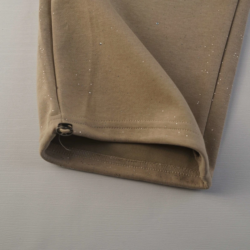 شلوار دمپا بنددار دخترانه ست با هودی رنگ کرم