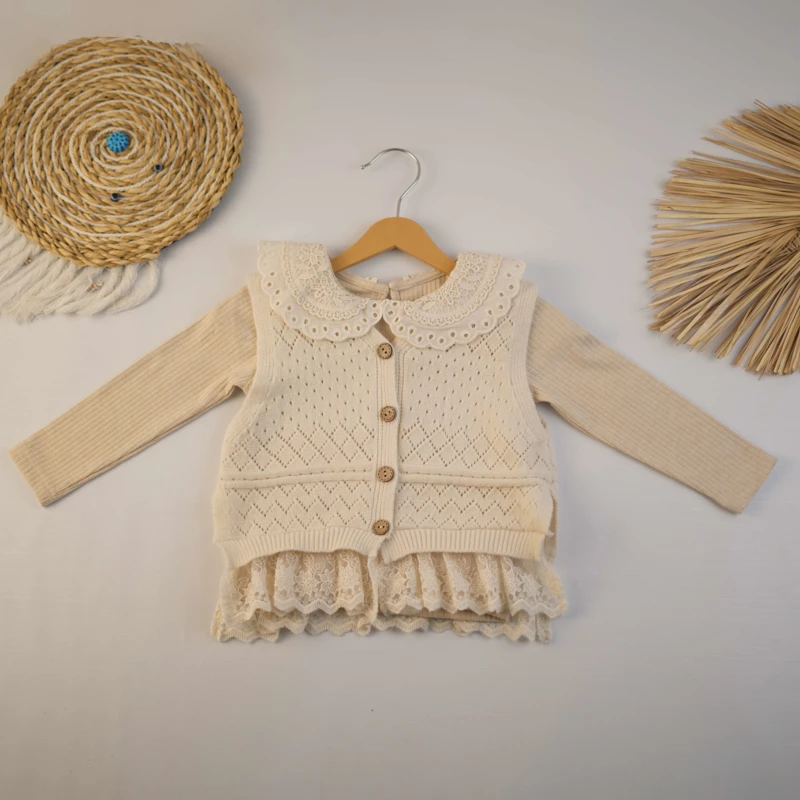 لباس دخترانه ست سه تیکه ژیله بافت پاییزی