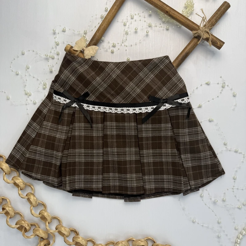 دامن چهارخونه دو پاپیون