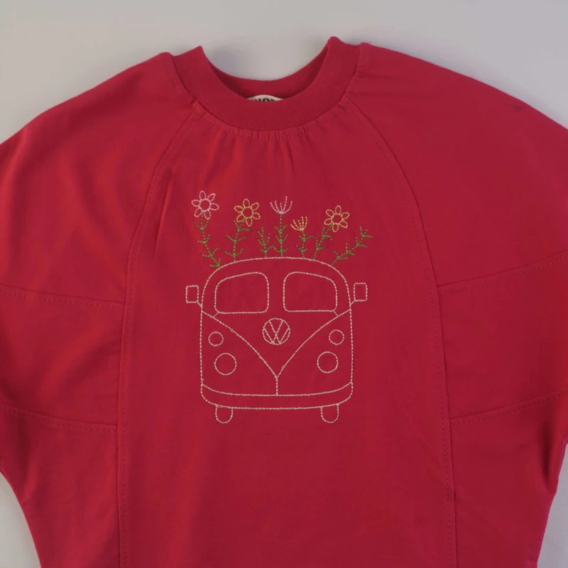 دورس بچگانه سرخابی طرح گلدوزی ون و گل مدل Nobel