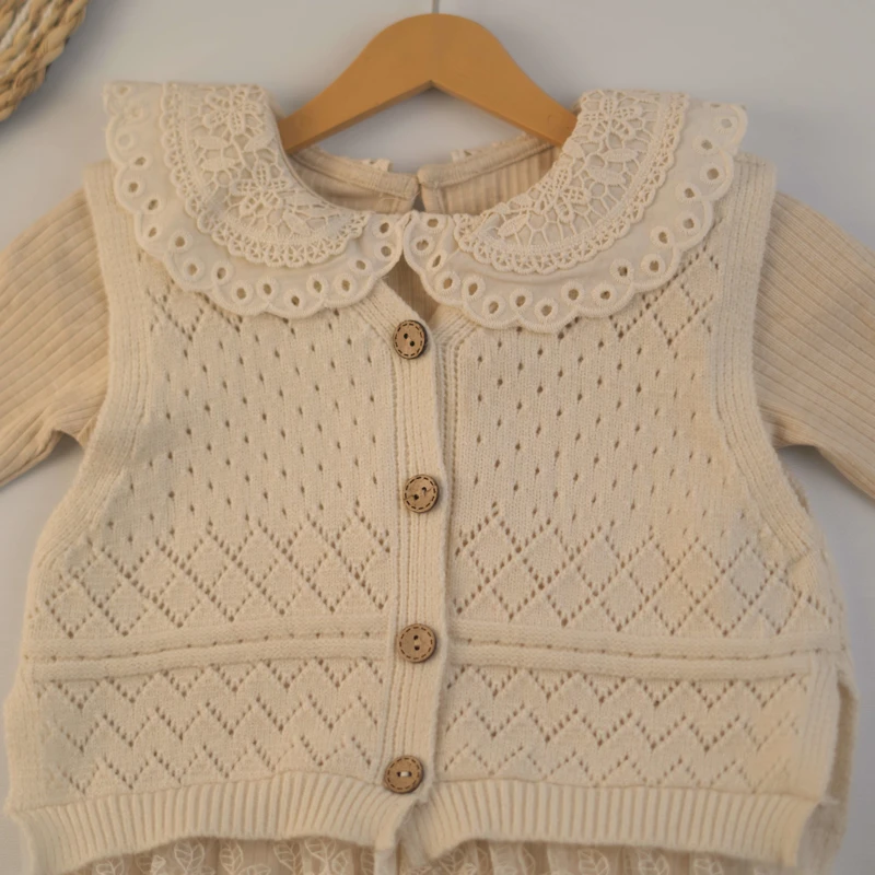 ست سه تیکه دخترانه بافتنی بچگانه