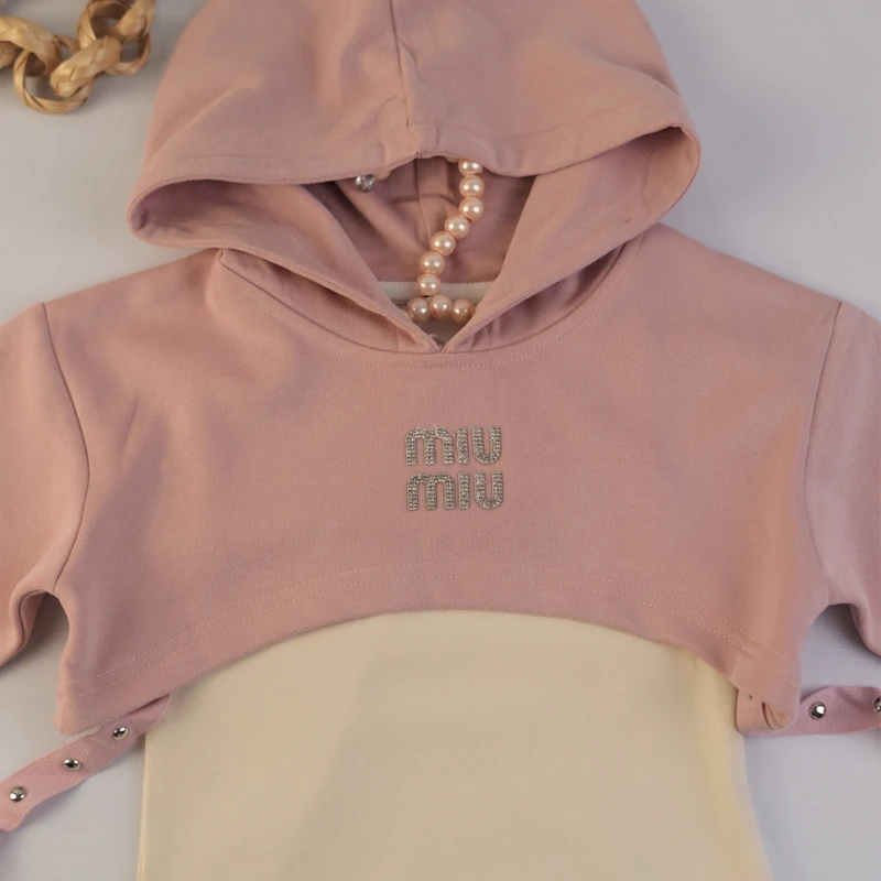 بلوز دخترانه MIU MIU صورتی با هودی