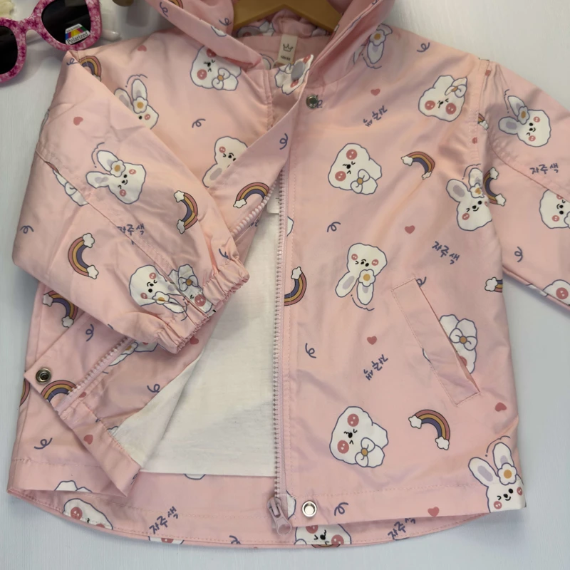 کاپشن کودک دخترانه صورتی با آستین کش‌دار