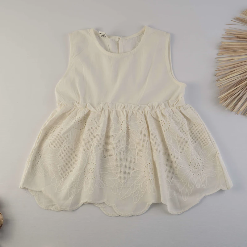 ست کامل تاپ و دامن دخترانه خامه دوزی رنگ نباتی