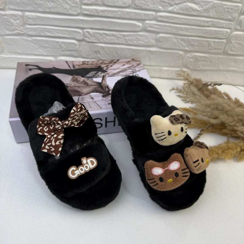 دمپایی تمام خز کیتی